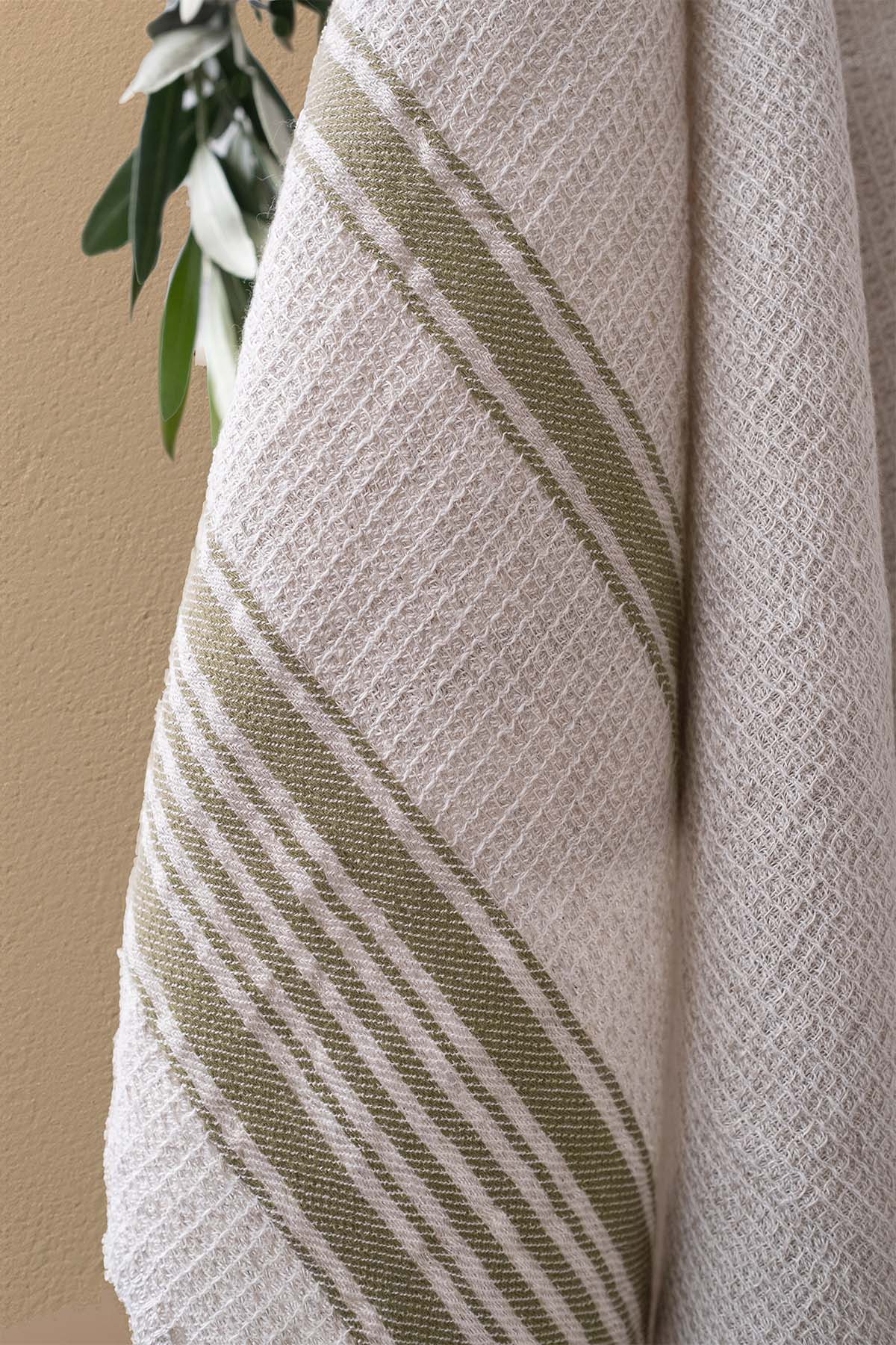 Epicure Kitchen Towel Linen-Khaki Striped
