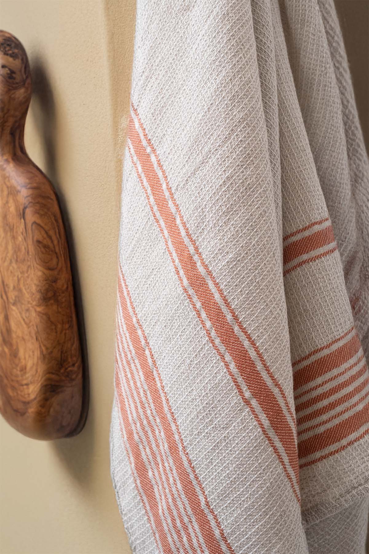 Epicure Kitchen Towel Linen-Orange Striped