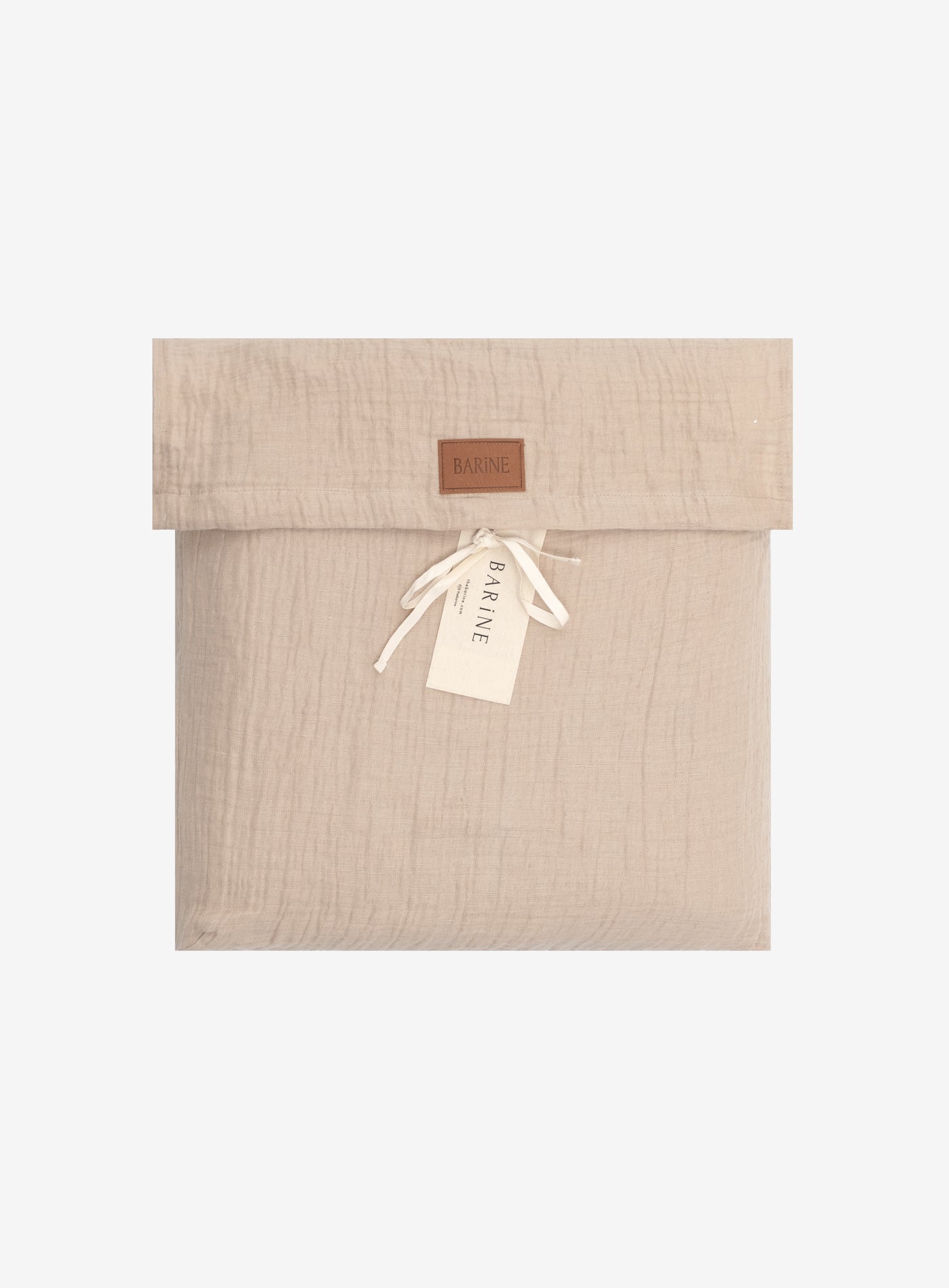 Fine Linen Dokulu Keten Nevresim Seti Bej