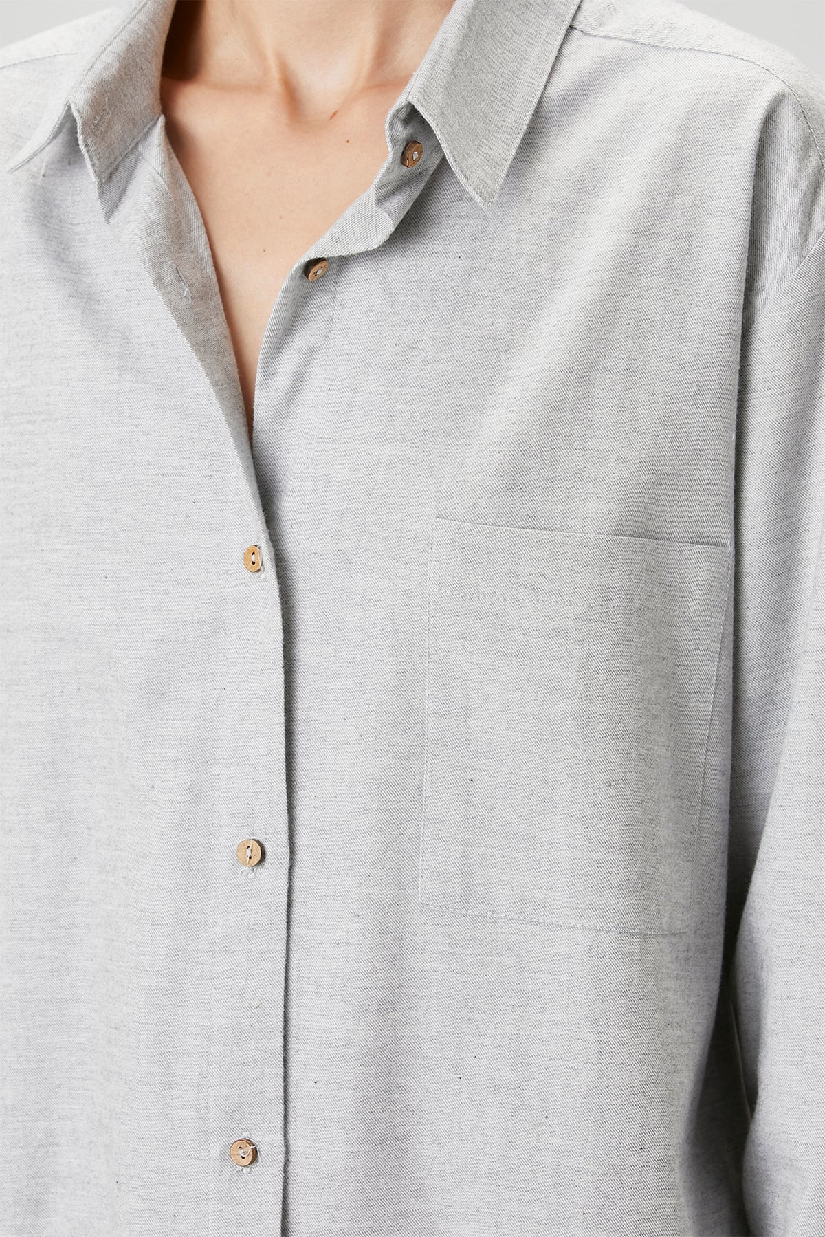 Flannel Shirt Dress Melange Gray