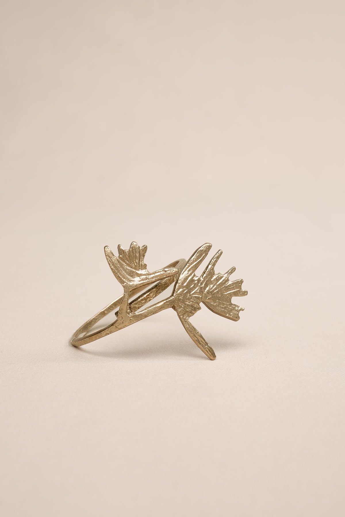 Karışık Çiçeklerden Oluşan Pirinç Peçete Halkası 4'lü Set Gold 5 cm