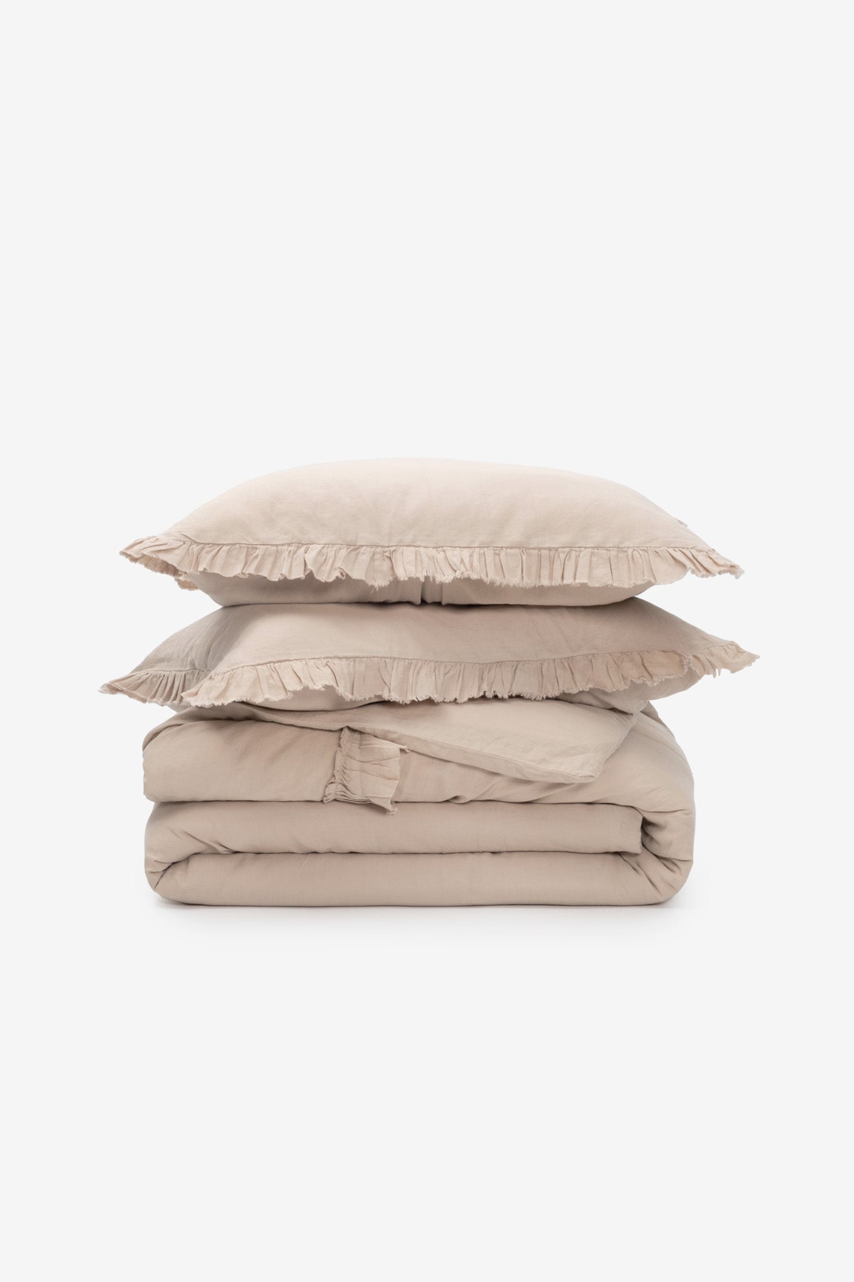 Frill Linen Duvet Cover Nougat