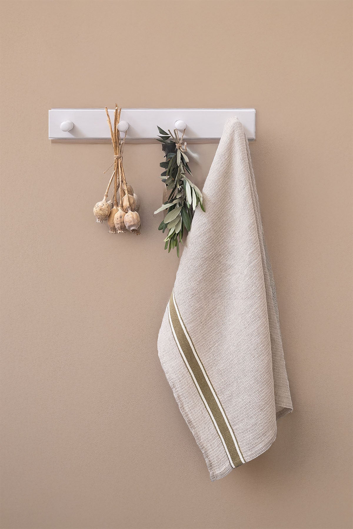 Gastronome Kitchen Towel Linen-Khaki Striped