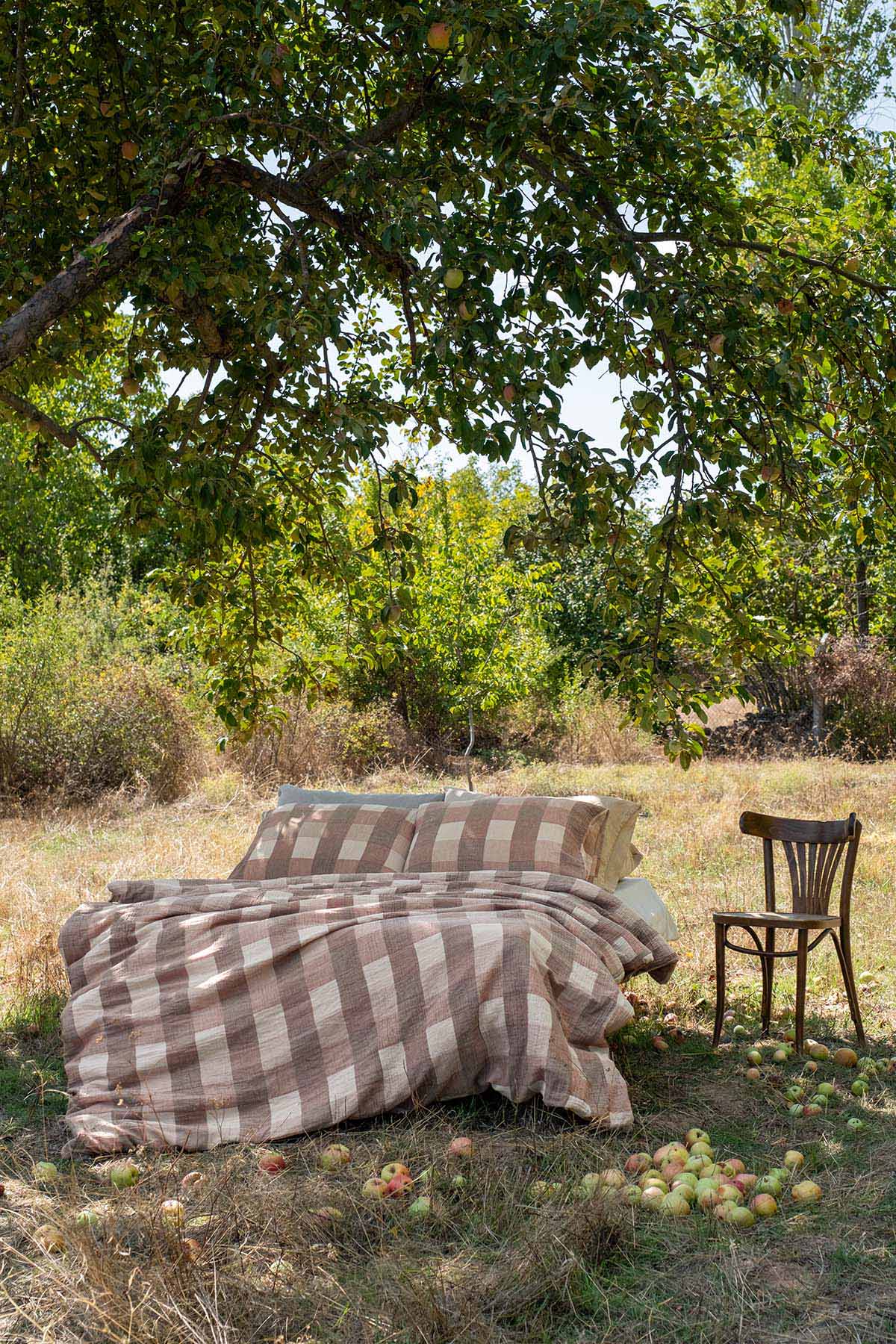 Gingham Gauze Duvet Cover Sepia&Rust