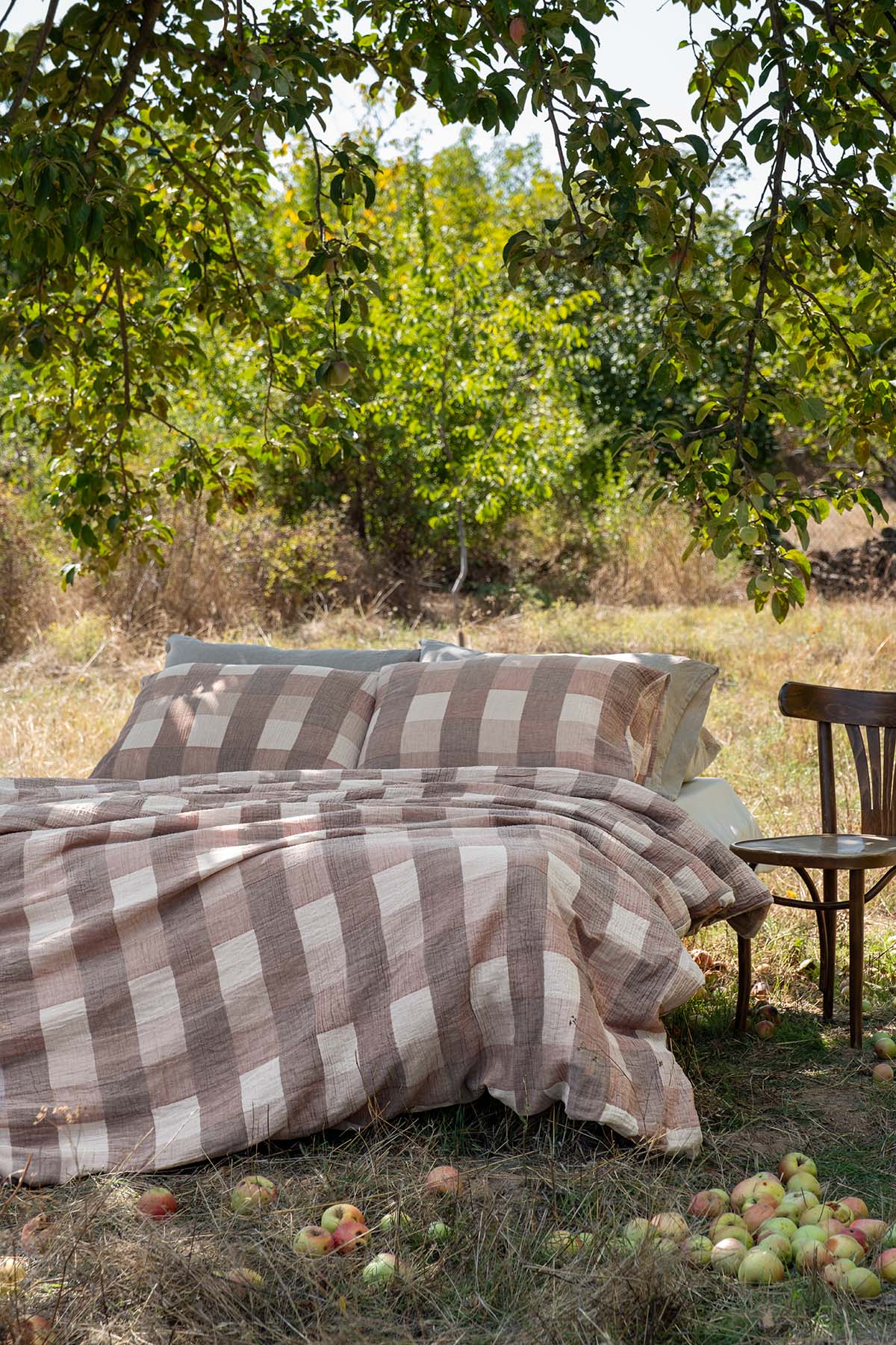 Gingham Gauze Duvet Cover Sepia&Rust