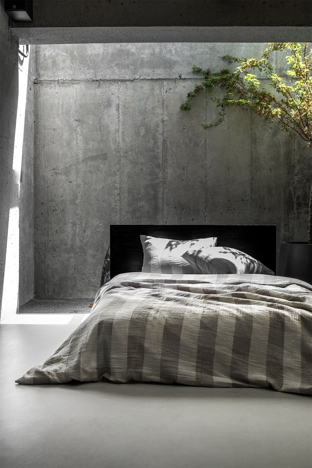 Gingham Gauze Duvet Cover Khaki & Grey