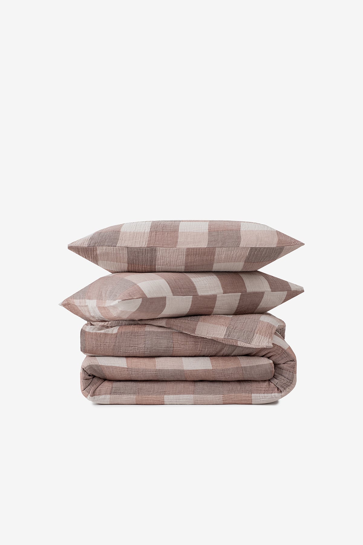 Gingham Gauze Duvet Cover Sepia&Rust