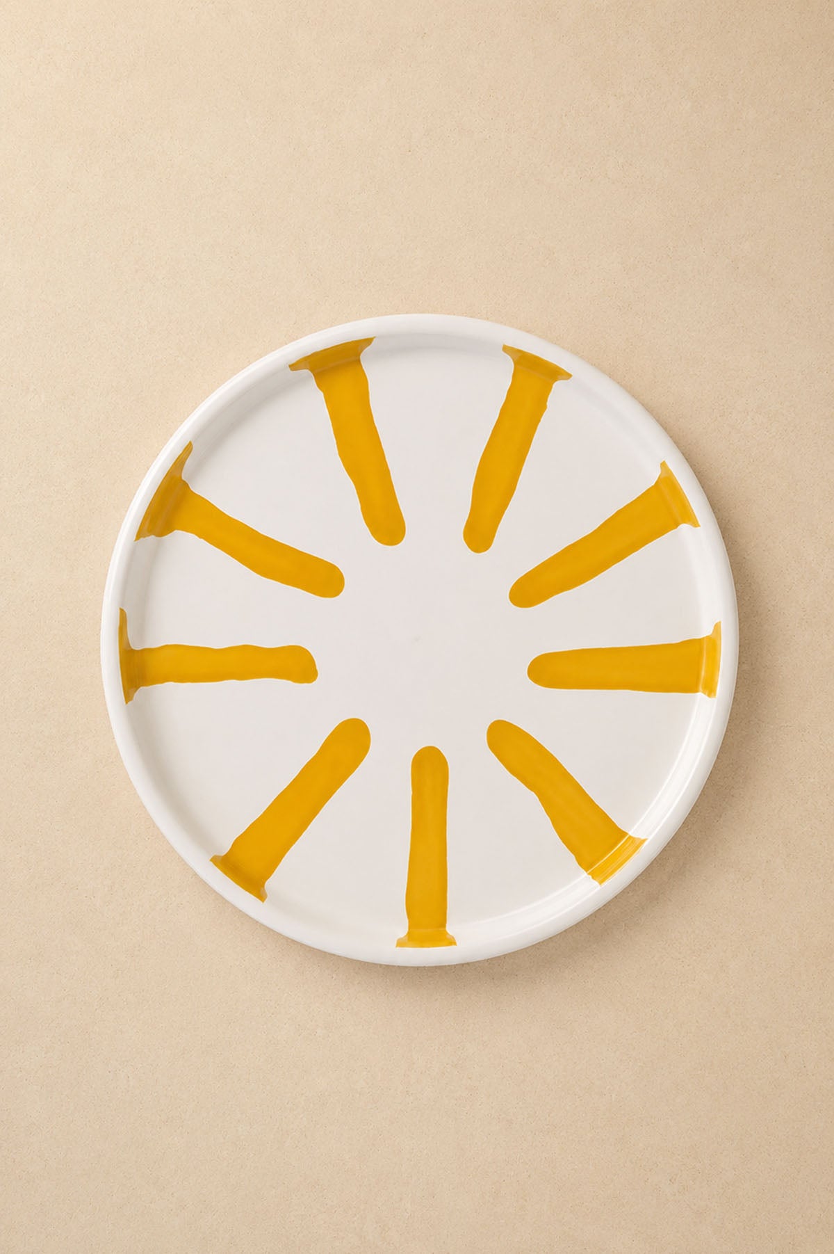 El Boyaması Akıtma Emaye Tepsi Sarı 32 × 1 cm