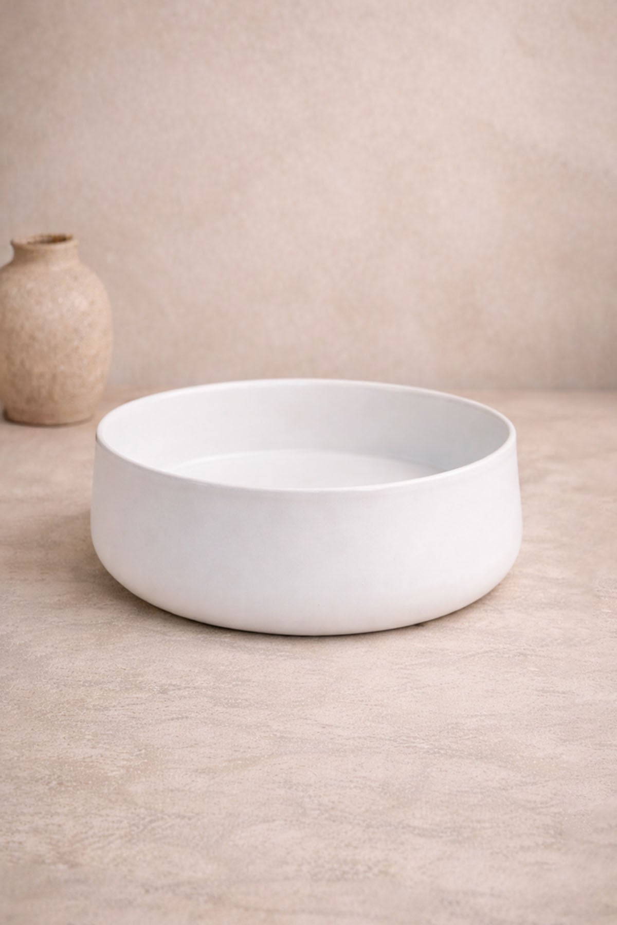 El Yapımı Servis Kasesi ve Dekoratif Kase 22x9 cm Beyaz