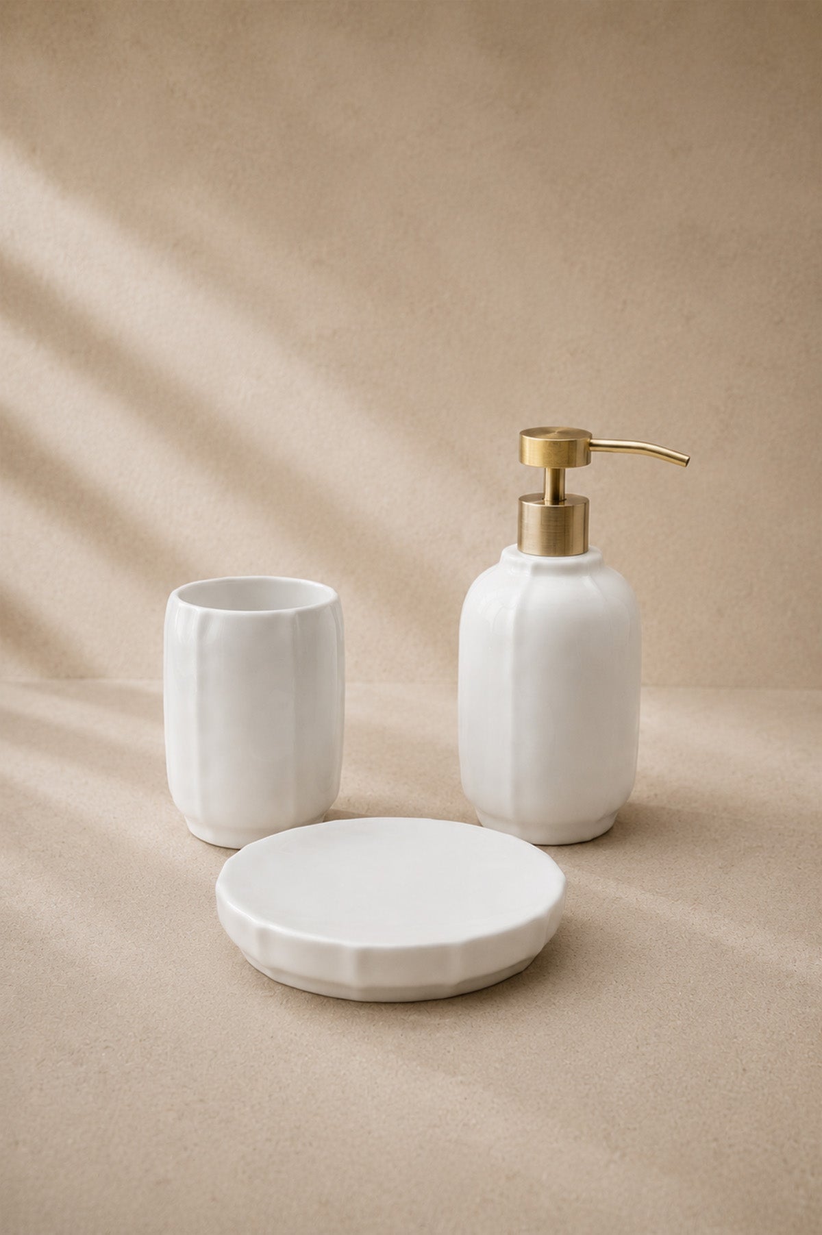 Ivory Stoneware Liquid Soap Dispenser