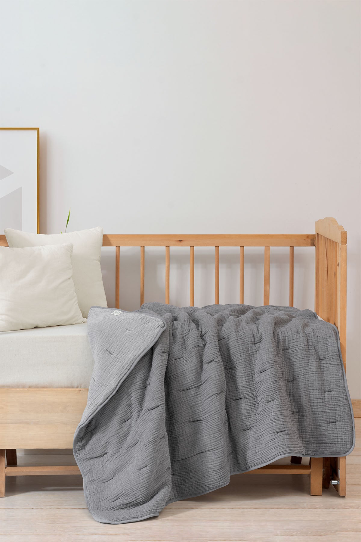Koza Muslin Baby Quilt Dark Grey-Grey