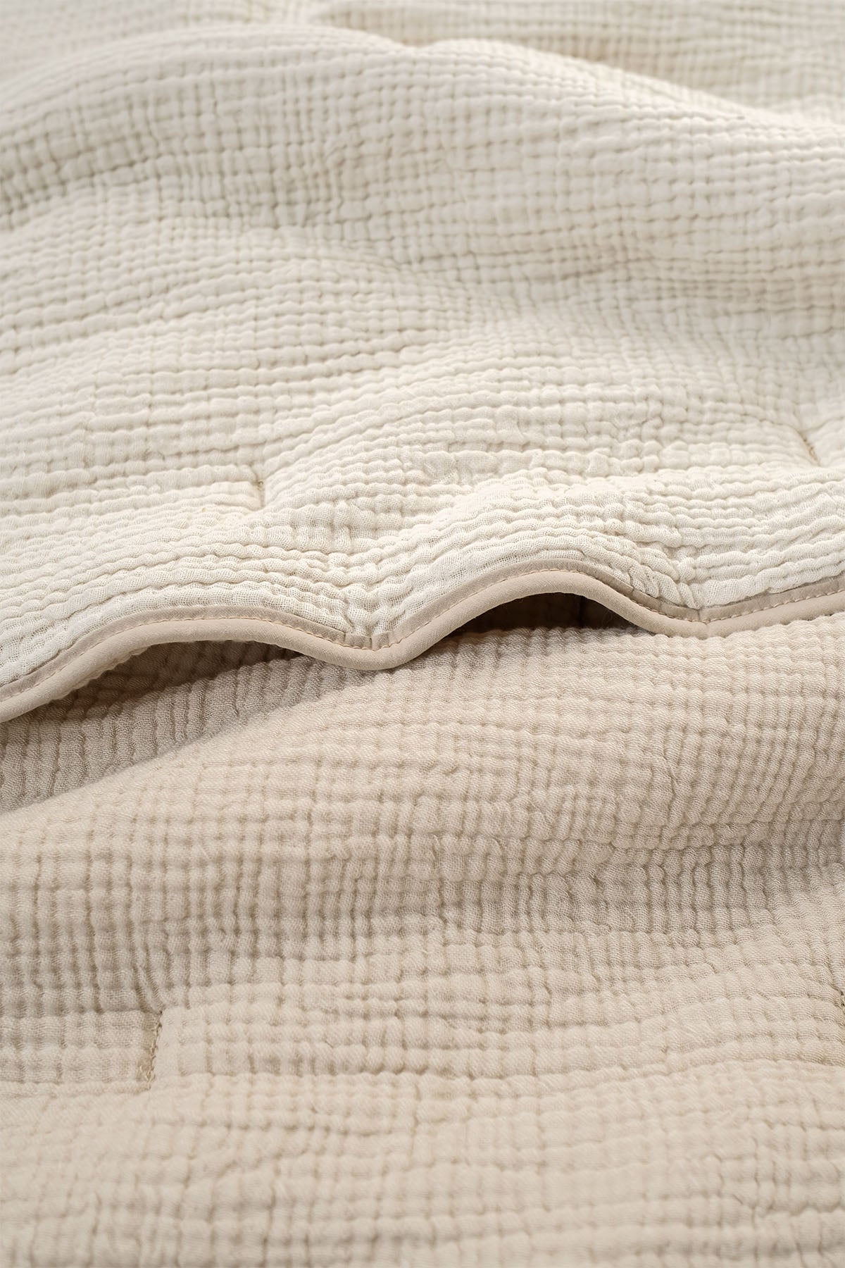 Koza Nevresim Gerektirmeyen Pamuk Müslin Yorgan , Yatak Örtüsü Bej