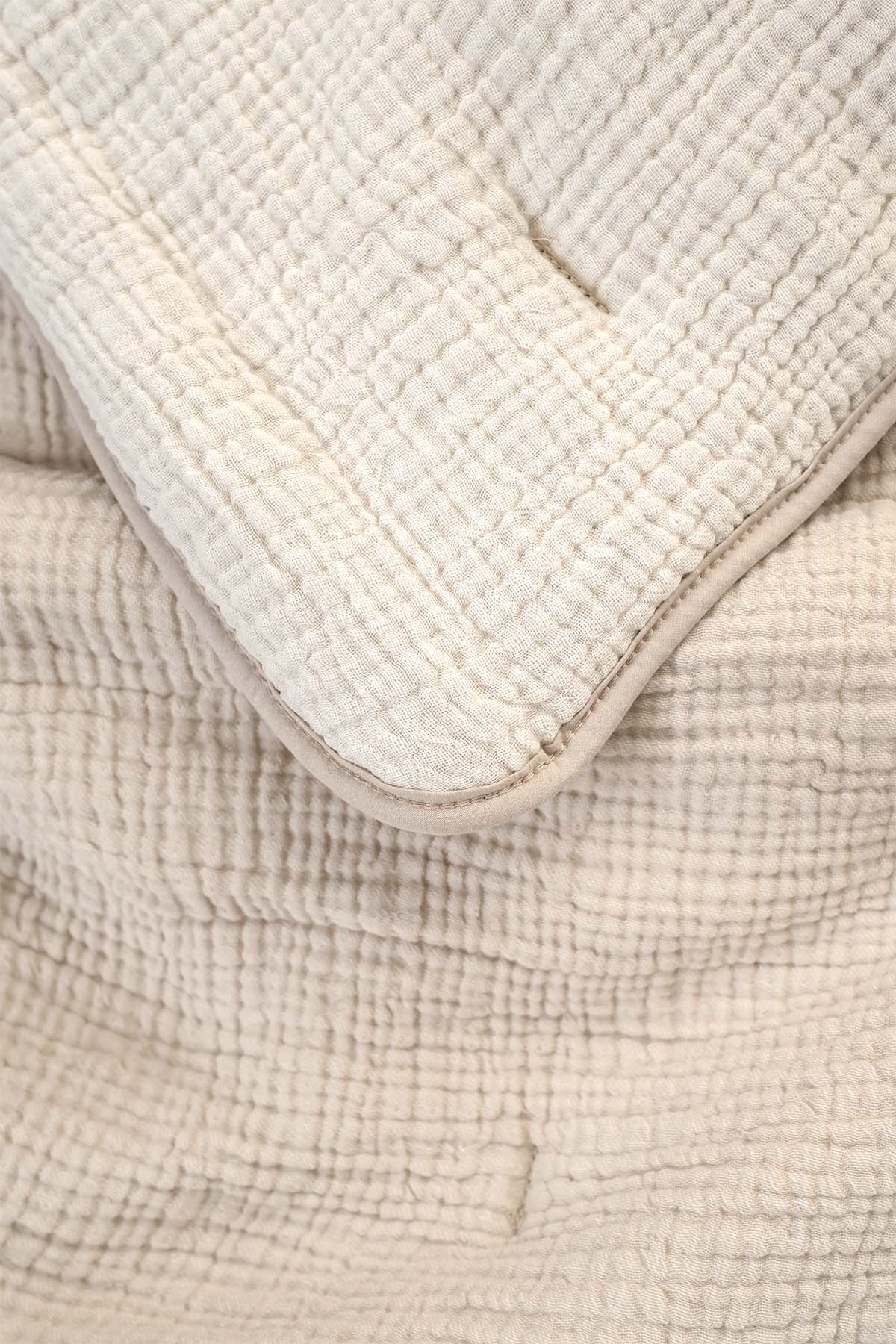 Koza Nevresim Gerektirmeyen Pamuk Müslin Yorgan , Yatak Örtüsü Bej