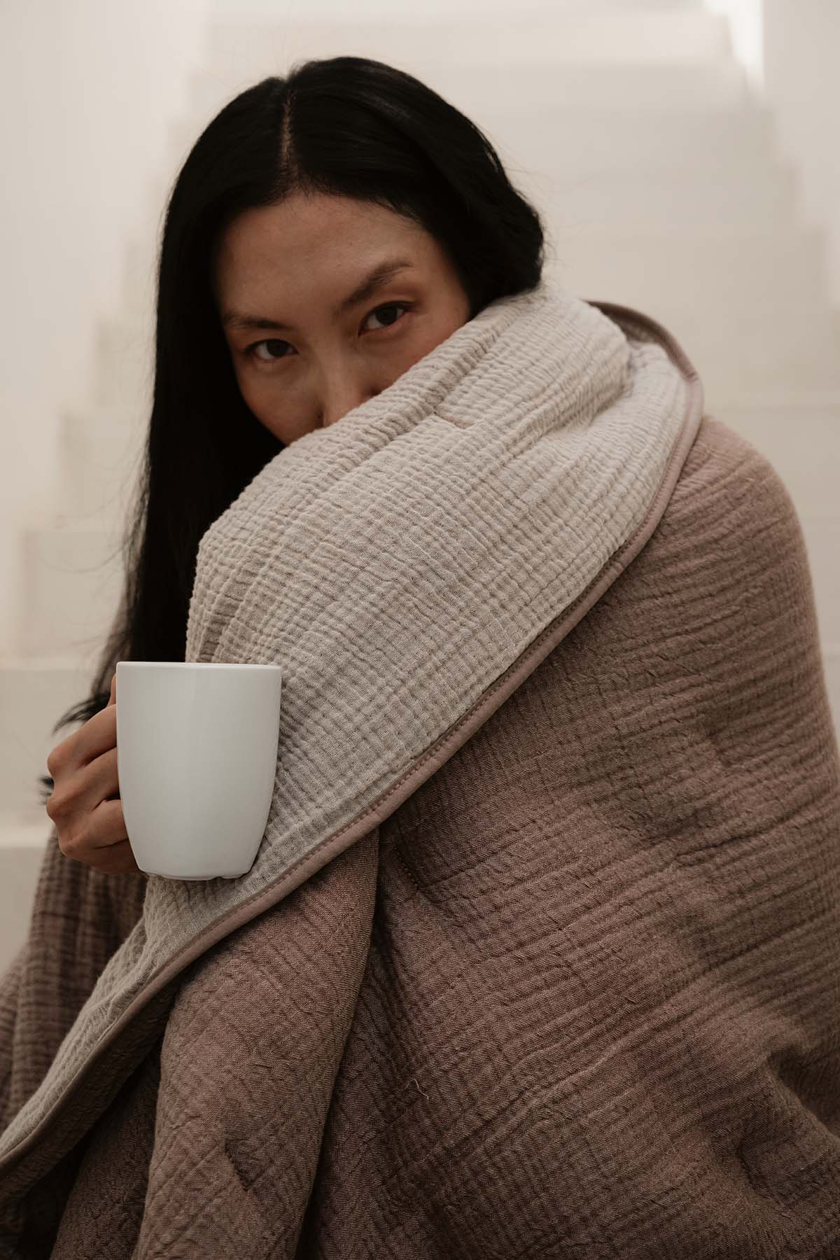 Koza Nevresim Gerektirmeyen Pamuk Müslin Yorgan , Yatak Örtüsü Kahverengi