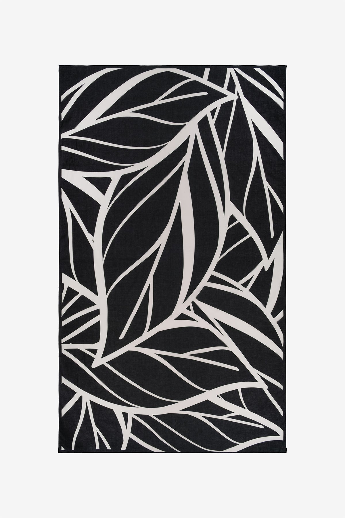 Yaprak Desenli Pamuk Pareo & Sarong Siyah