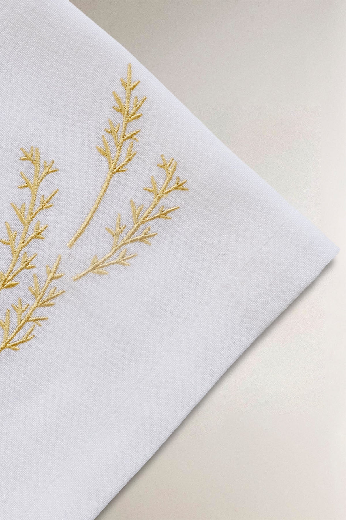 Yaprak Nakışlı Keten 2'li Peçete Seti