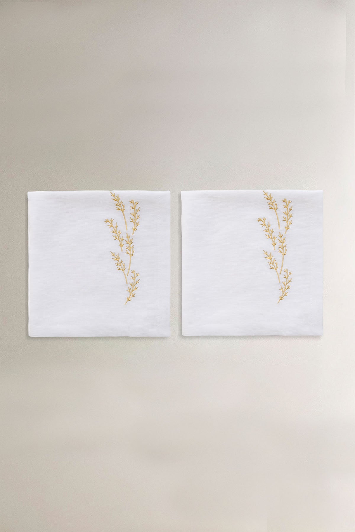 Yaprak Nakışlı Keten 2'li Peçete Seti