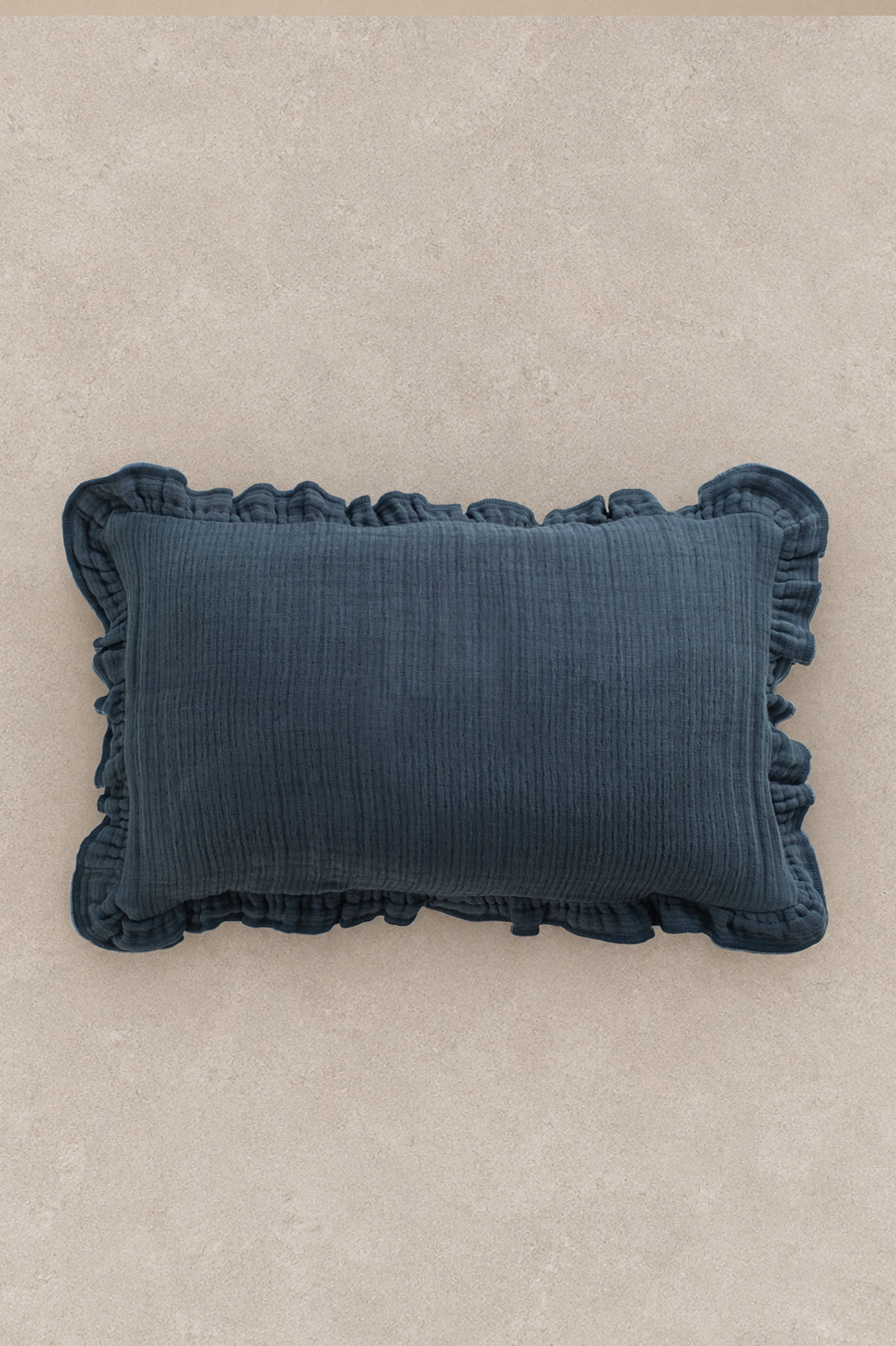 Keten Dokulu Kırlent Kılıfı 30x50 cm Lacivert