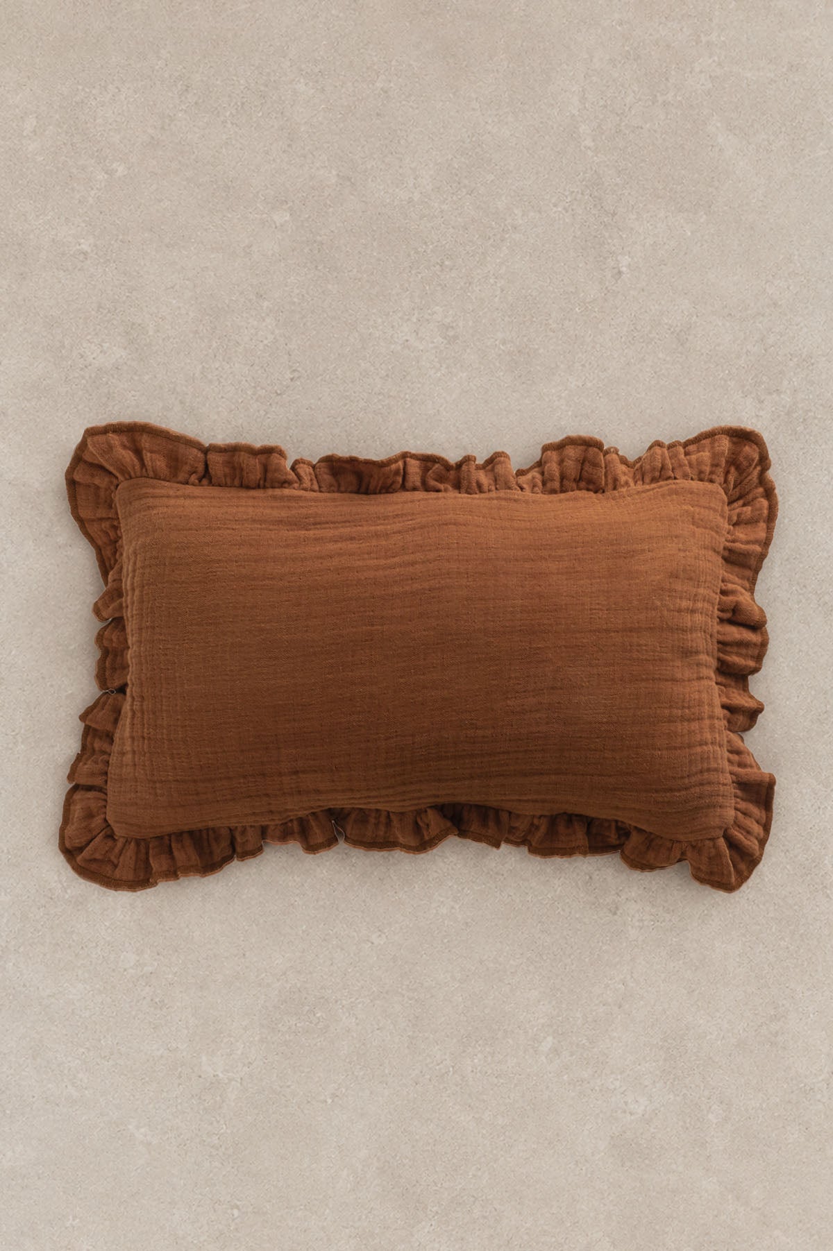 Keten Dokulı Kırlent Kılıfı 30x50 cm Toprak Rengi