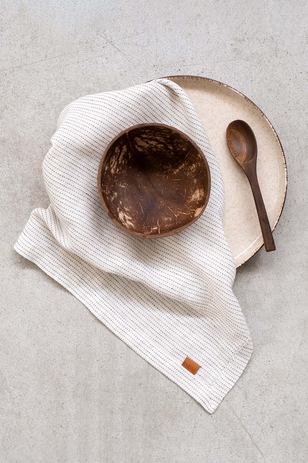 Linen Peçete Off White-Black Stripes