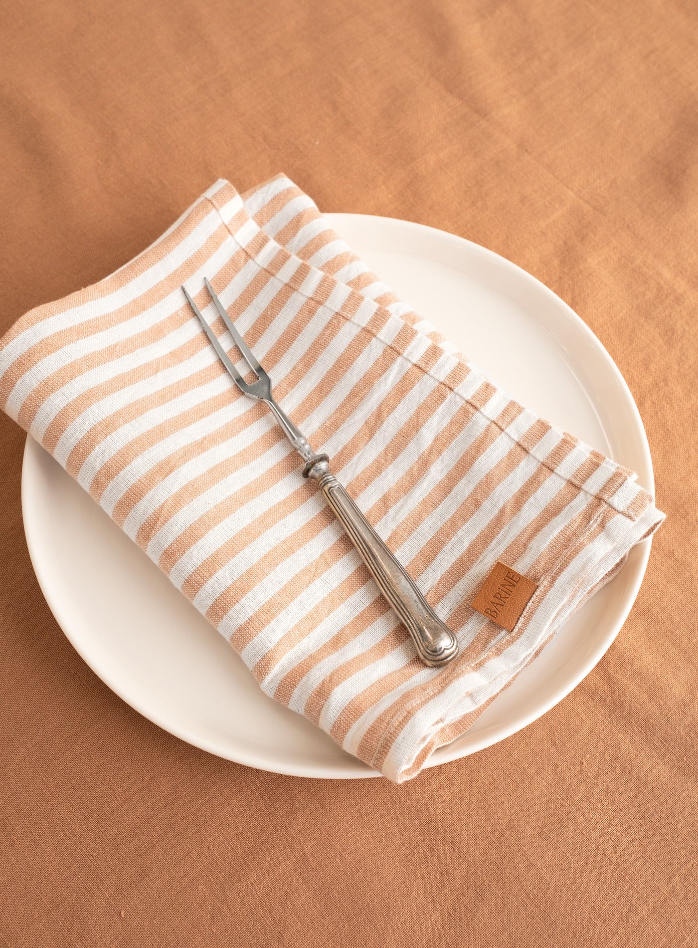 Linen Linen Stripe 2-Pack Napkin Indian Tan