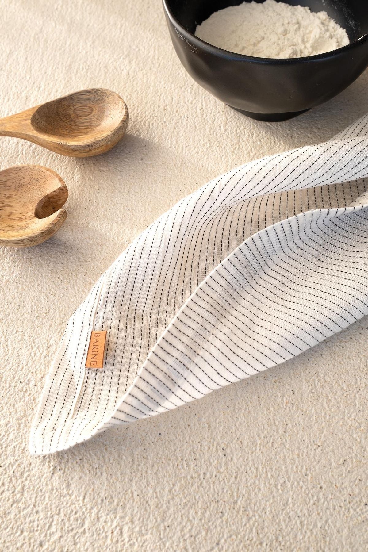 Linen 2'li Peçete Off White-Black Stripes