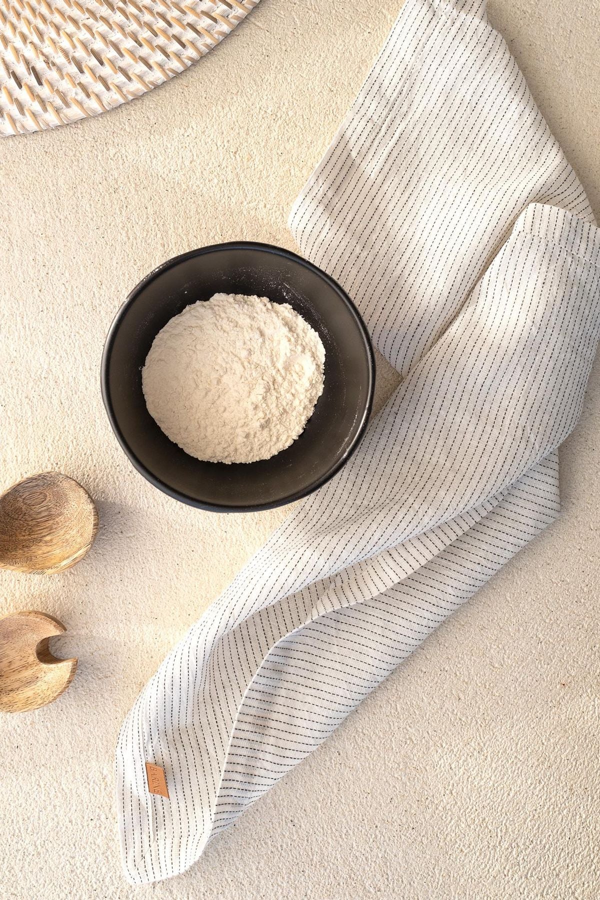 Linen 2'li Peçete Off White-Black Stripes