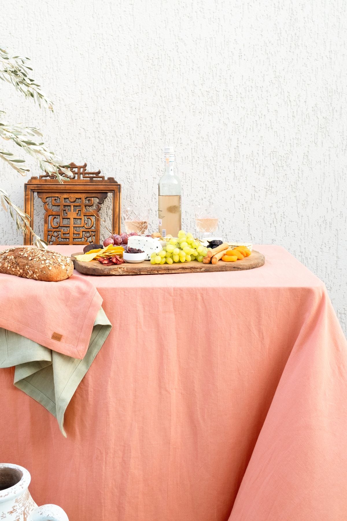 Linen Keten Masa Örtüsü Shrimp