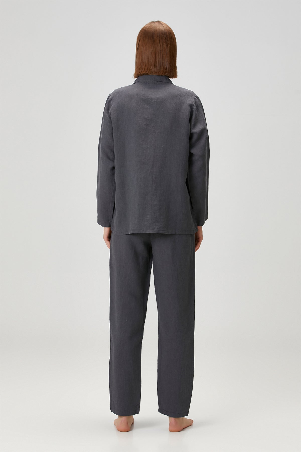 Lino Shirt Pajama Top Anthracite