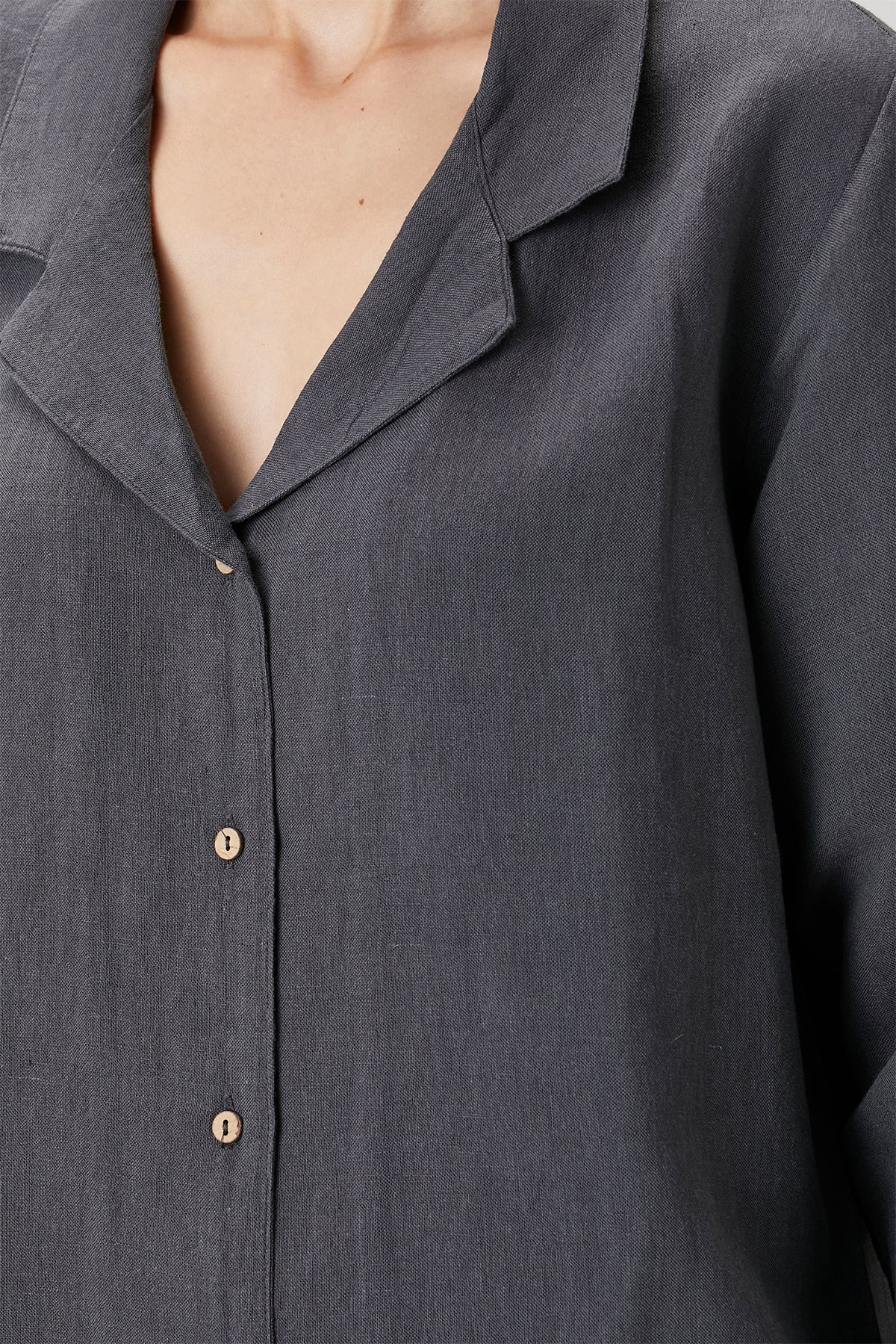 Lino Shirt Pajama Top Anthracite