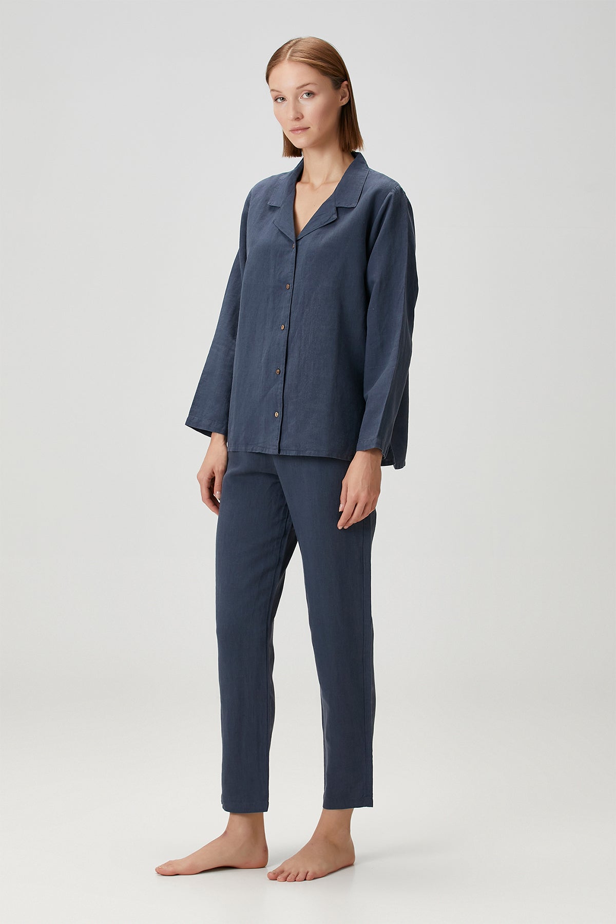 Lino Shirt Pajama Top Indigo