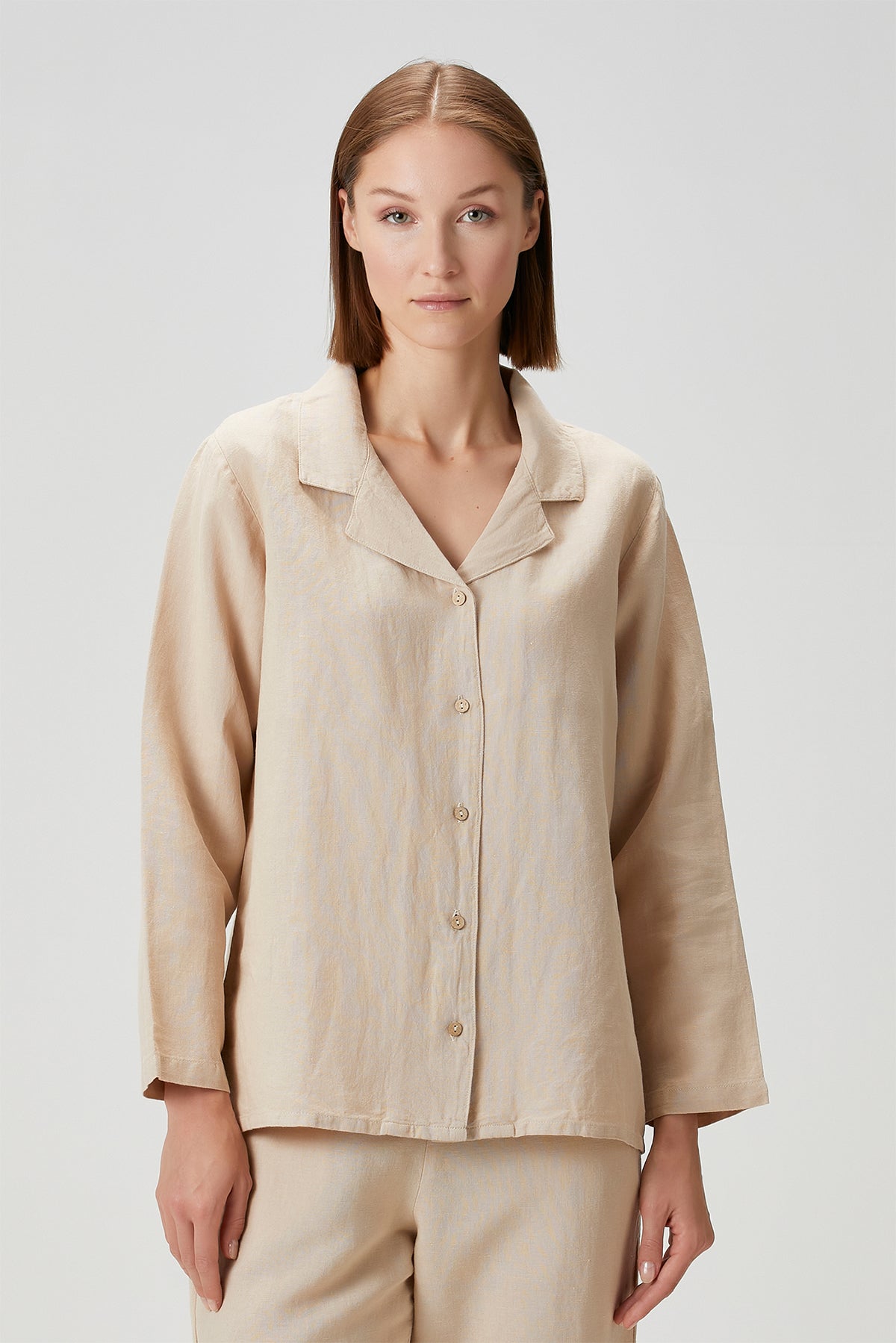 Lino Shirt Pajama Top Nougat