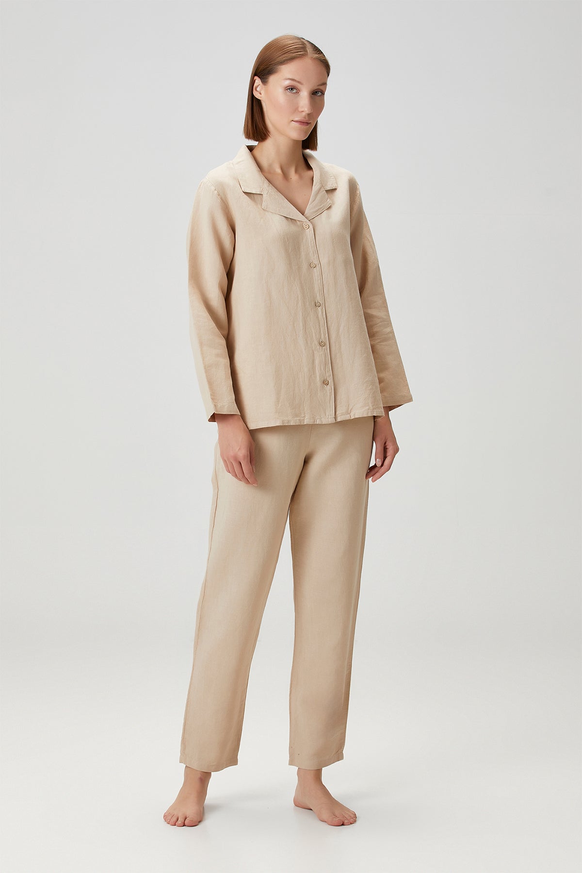 Lino Shirt Pajama Top Nougat