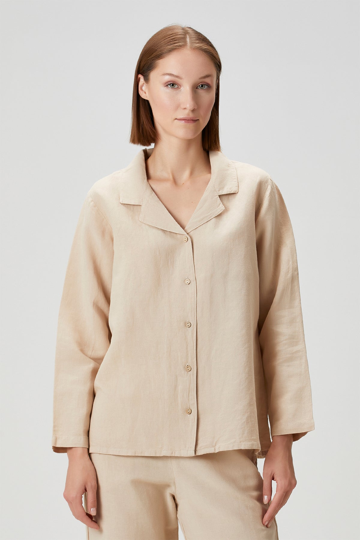 Lino Shirt Pajama Top Nougat