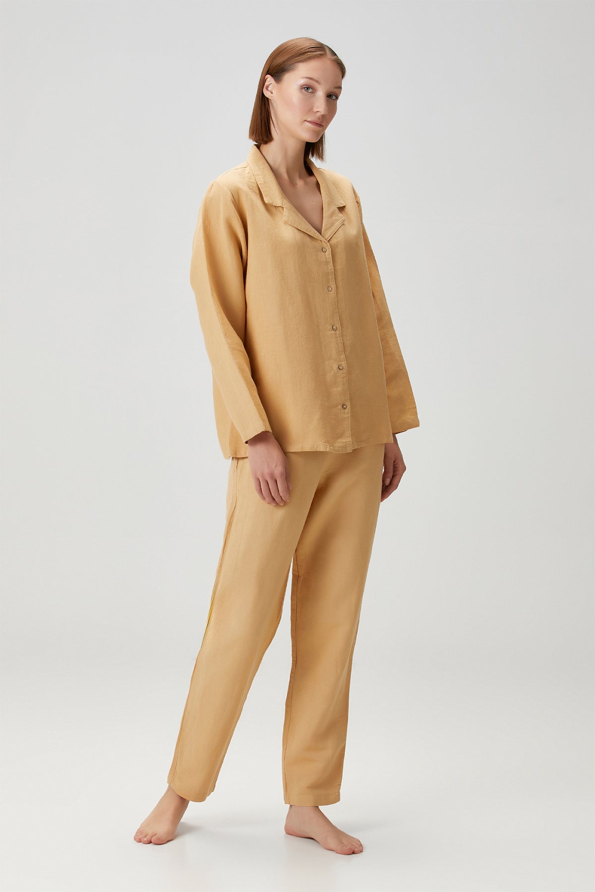 Lino Shirt Pajama Top Sand