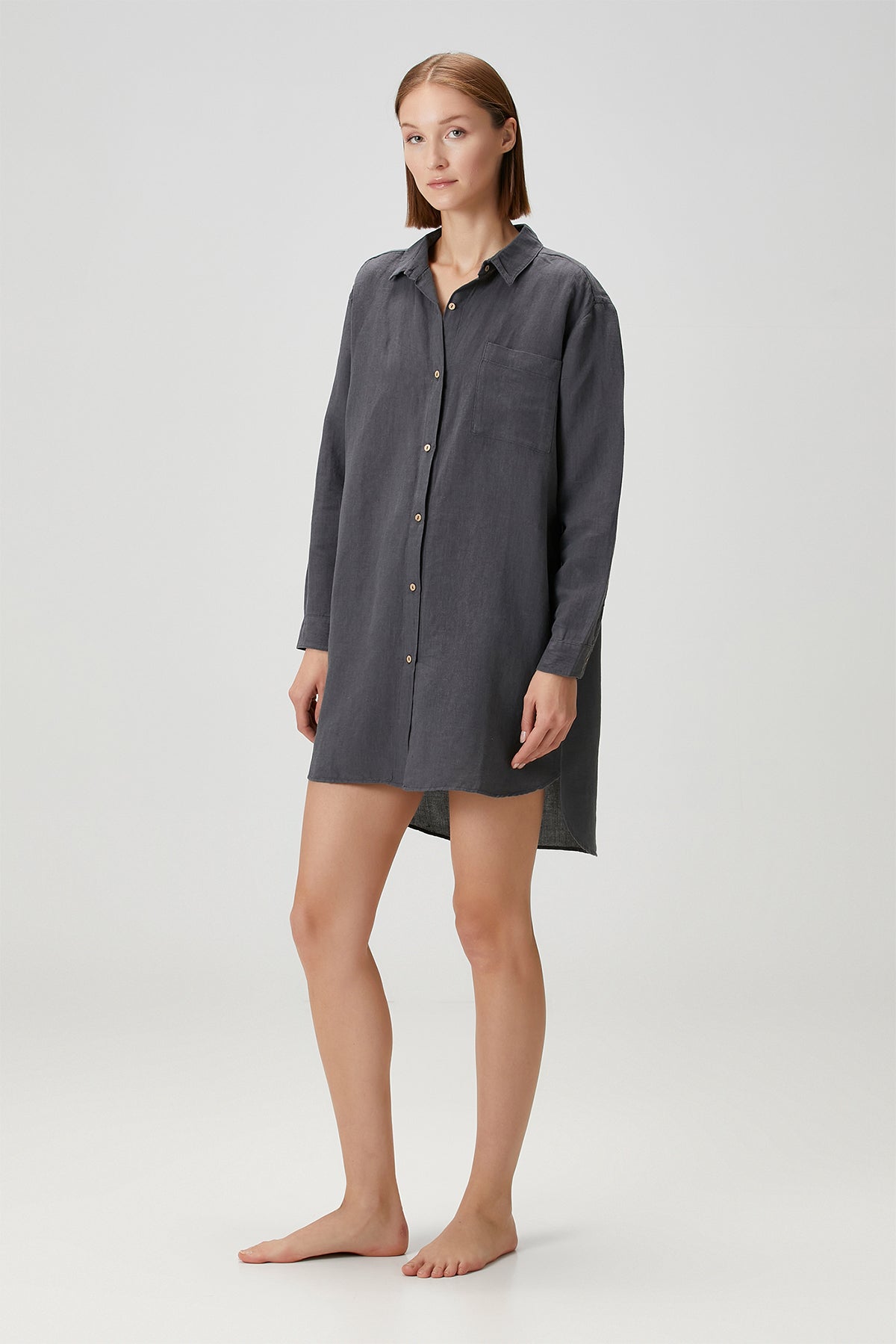 Lino Shirt Dress Anthracite