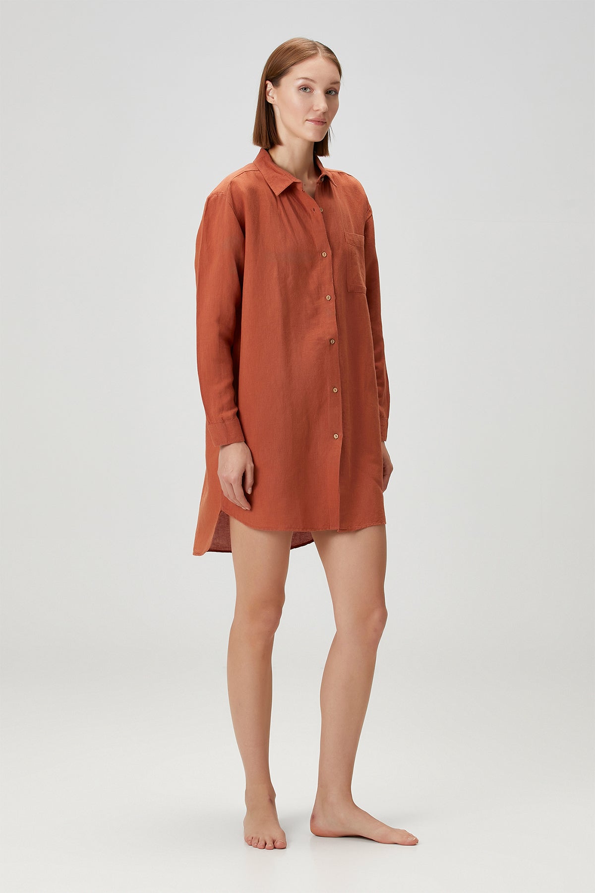 Lino Shirt Dress Spicy Orange