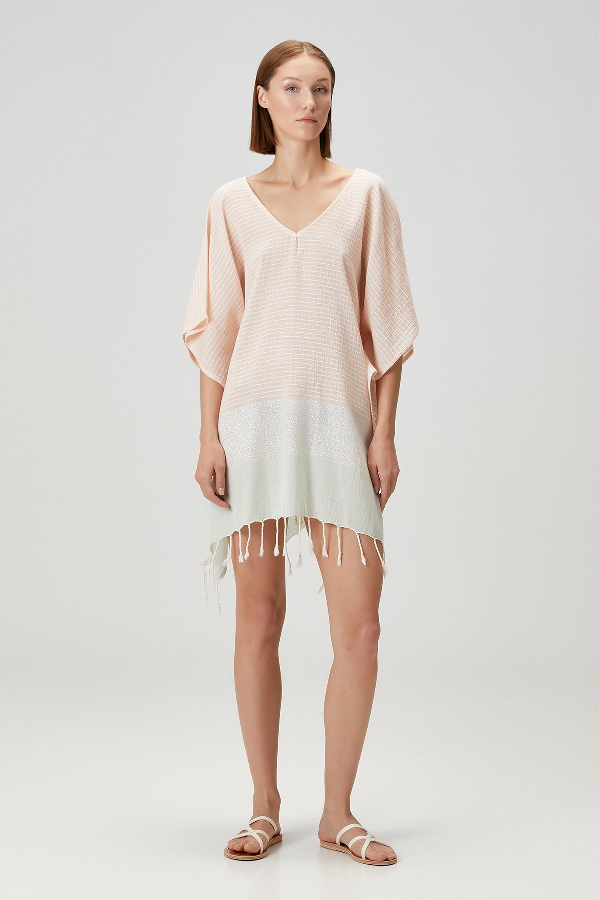 Lotus Pamuk Vual Kaftan Toz pembe