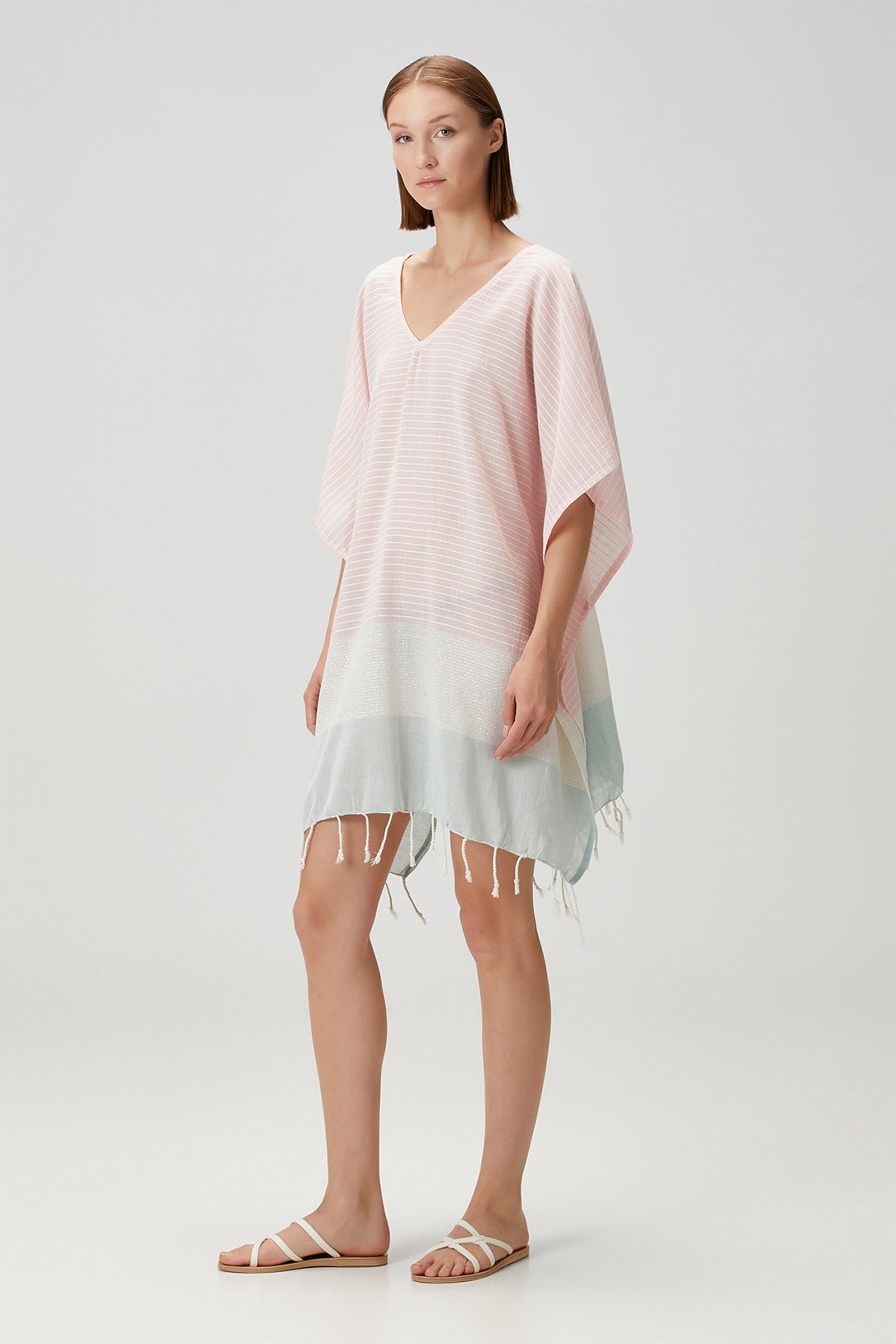 Lotus Pamuk Vual Kaftan Pembe