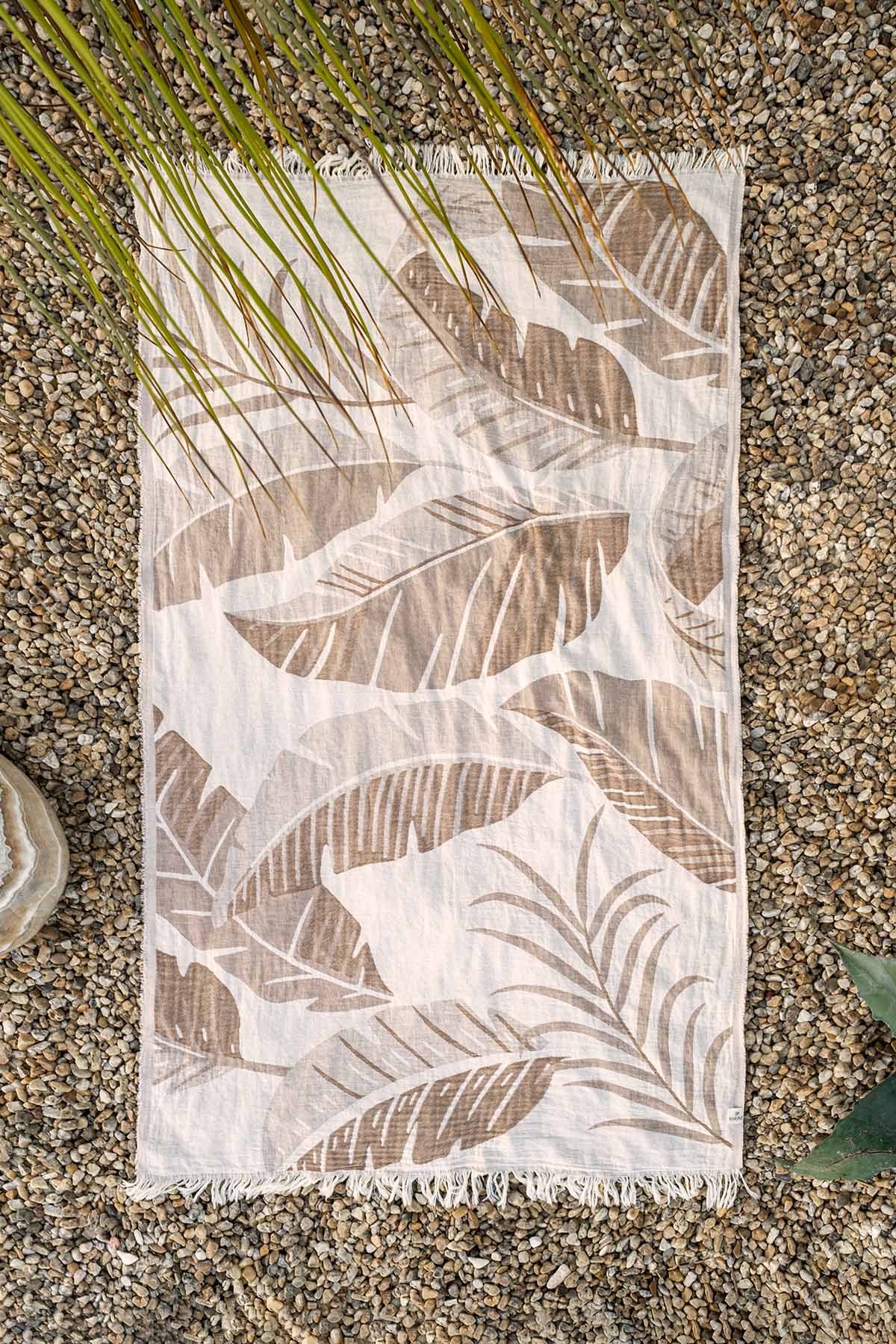 Moriah Yaprak Jakarlı Peştemal Bej, Taşıma Çantalı