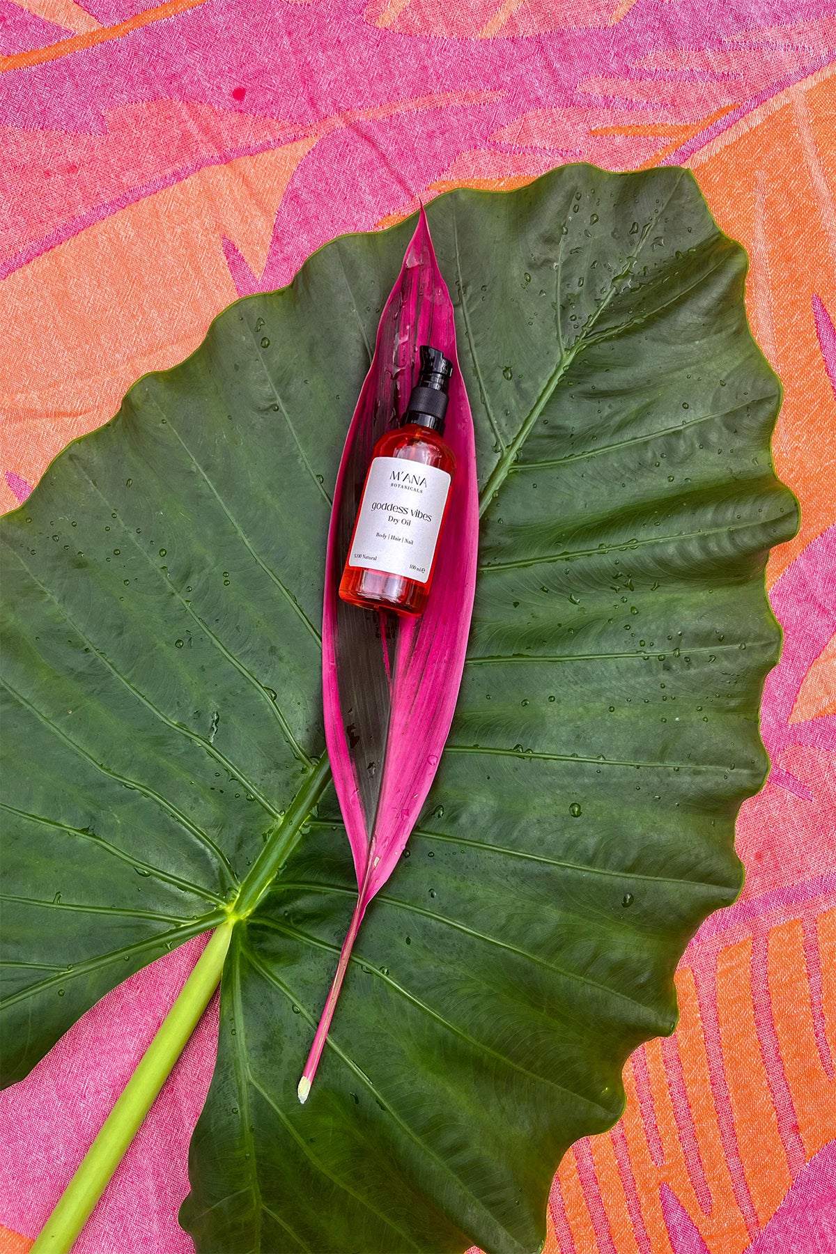 Moriah Peştemal ve Goddess Vibes Kuru Yağ Hediye Seti Pembe-Turuncu, Taşıma Çantalı