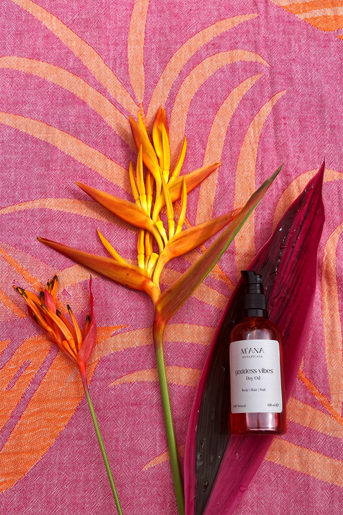 Moriah Peştemal ve Goddess Vibes Kuru Yağ Hediye Seti Pembe-Turuncu, Taşıma Çantalı