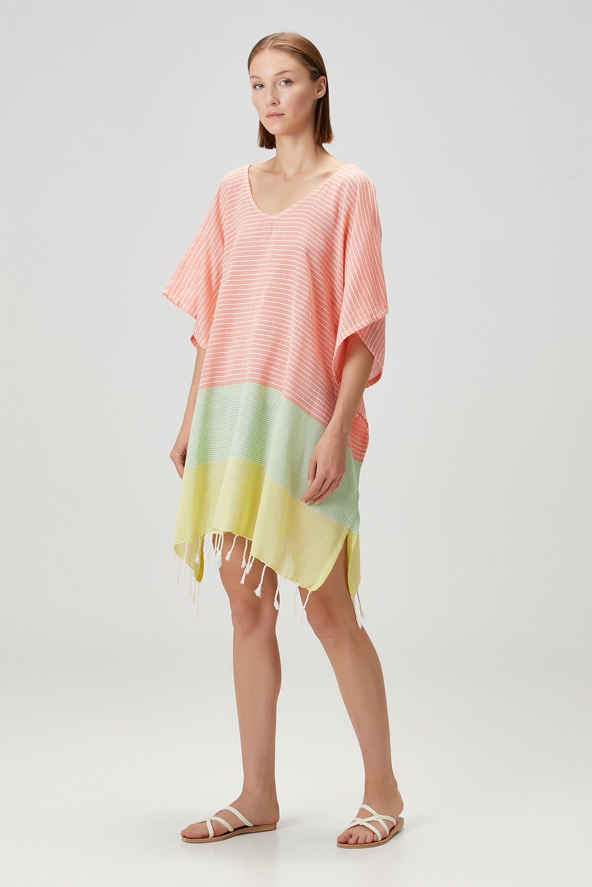 Naranja Pamuk Vual Kaftan