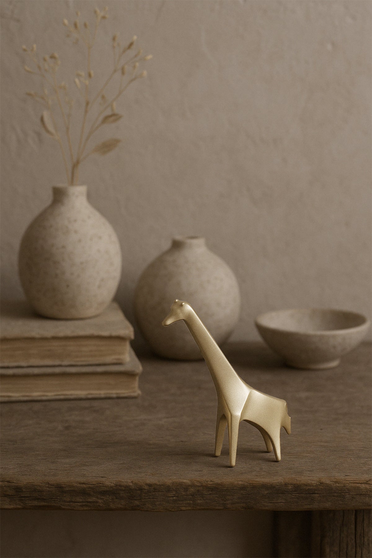 Origami Zürafa Şeklinde Mat Pirinç Dekoratif Obje Gold 10x8 cm