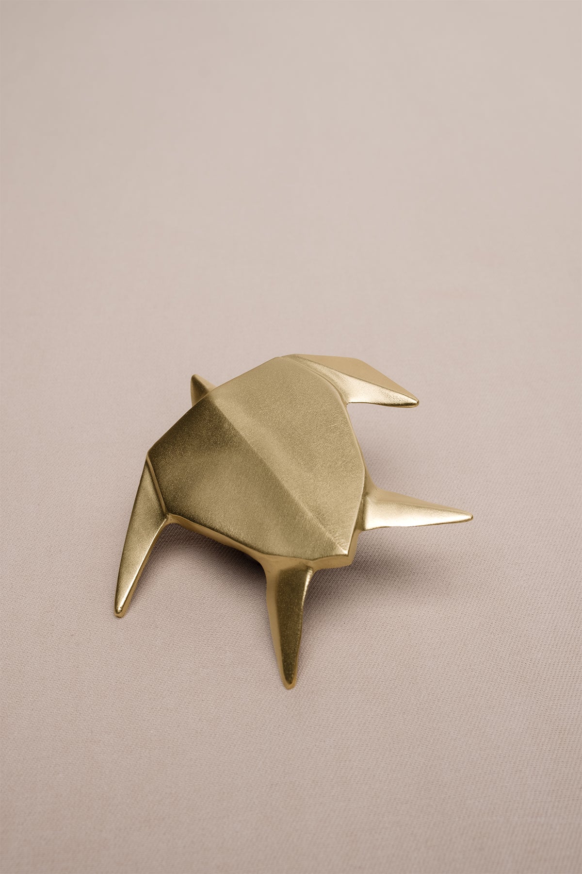 Origami Kaplumbağa Şeklinde Mat Pirinç Dekoratif Obje Gold 9x9 cm
