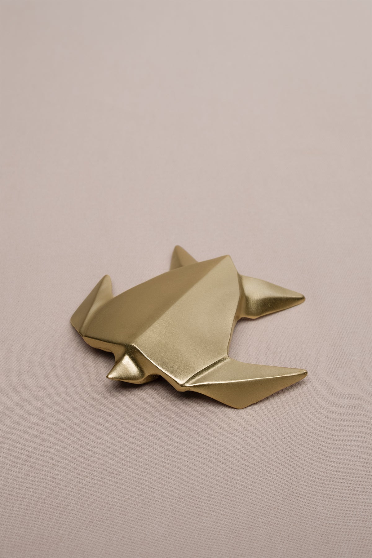 Origami Kaplumbağa Şeklinde Mat Pirinç Dekoratif Obje Gold 9x9 cm