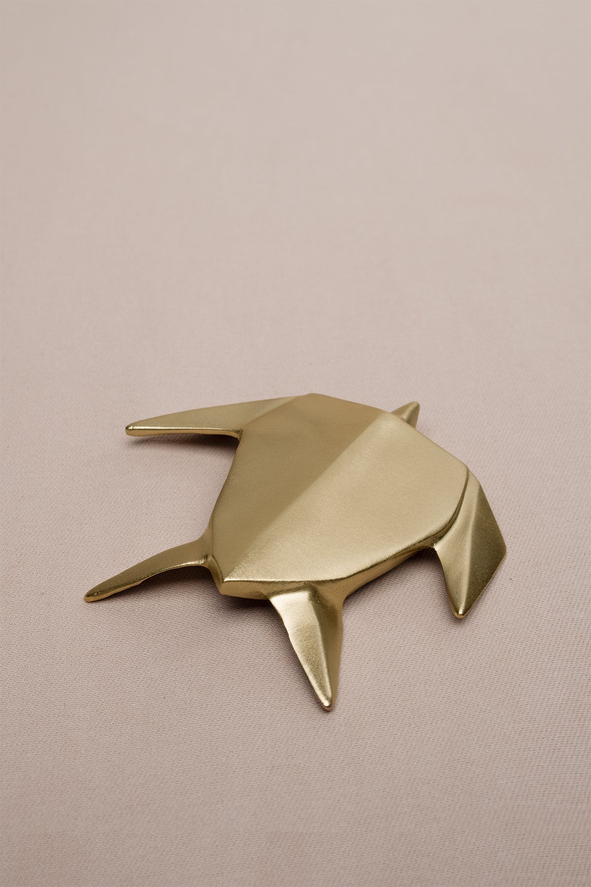 Origami Kaplumbağa Şeklinde Mat Pirinç Dekoratif Obje Gold 9x9 cm