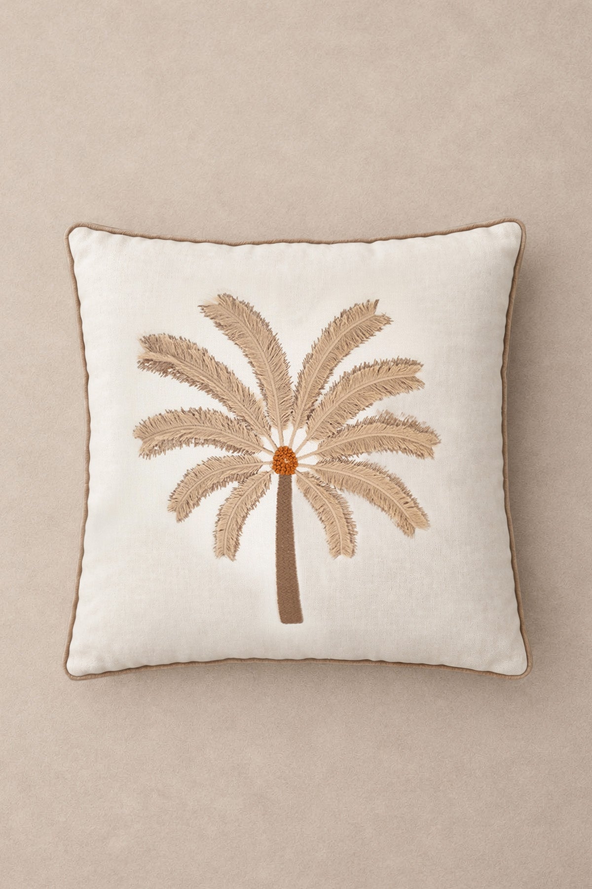 Palm Tree Embroidered Cushion Cover 45 × 45 cm