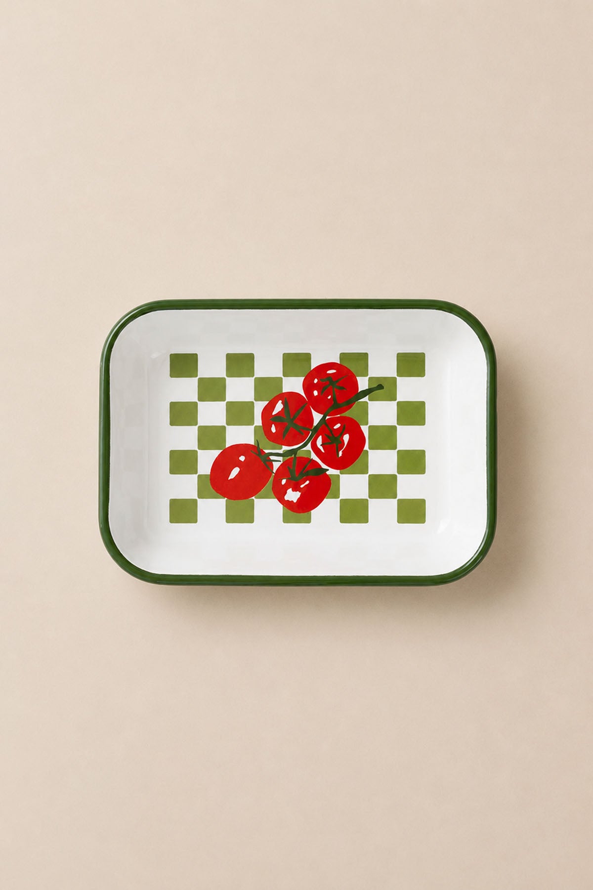 Pomodoro Domates Desenli Emaye Servis Tabağı 21x14x4 cm
