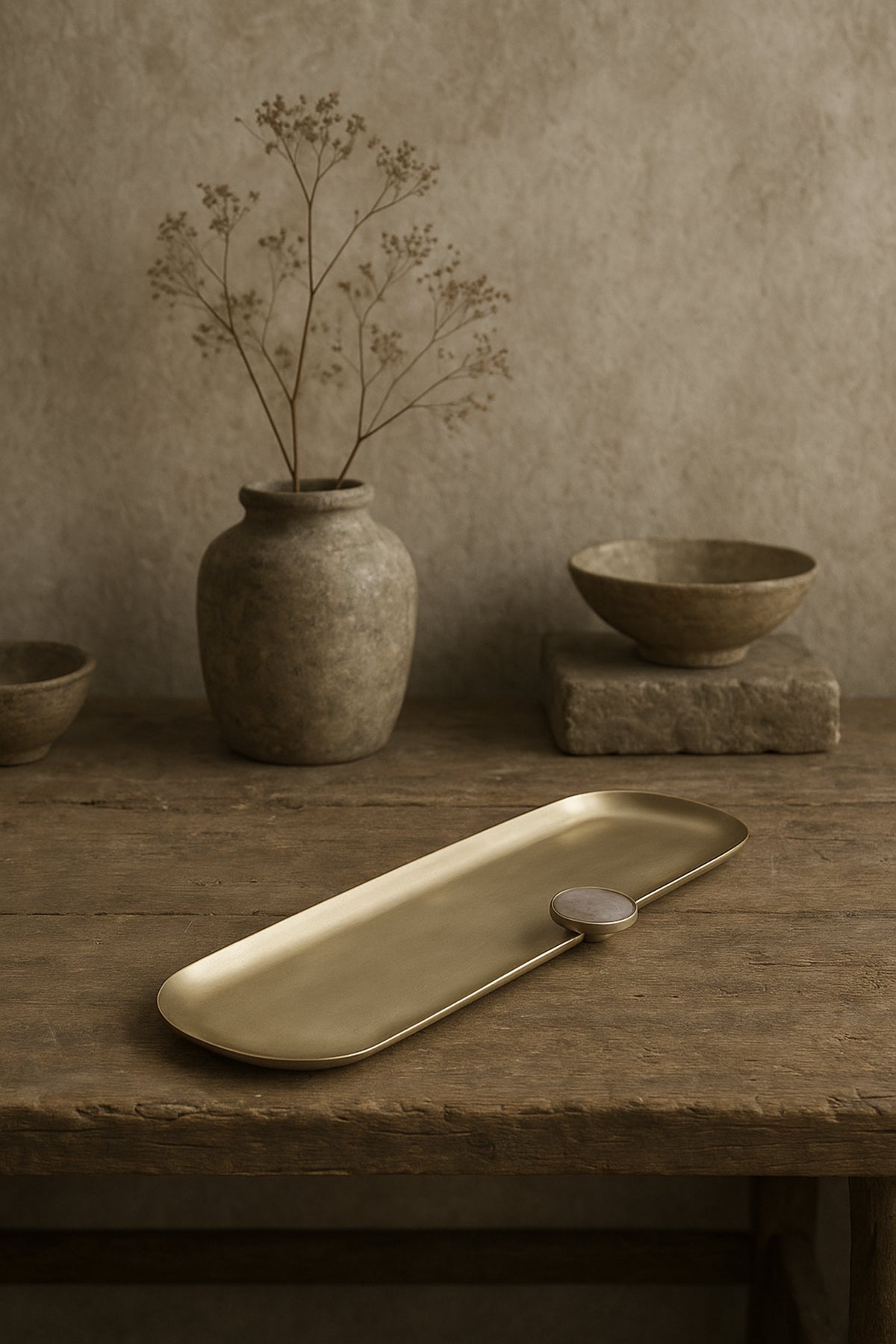 Poppins Mat Pirinç Oval Dekoratif Obje Gold 26x9 cm